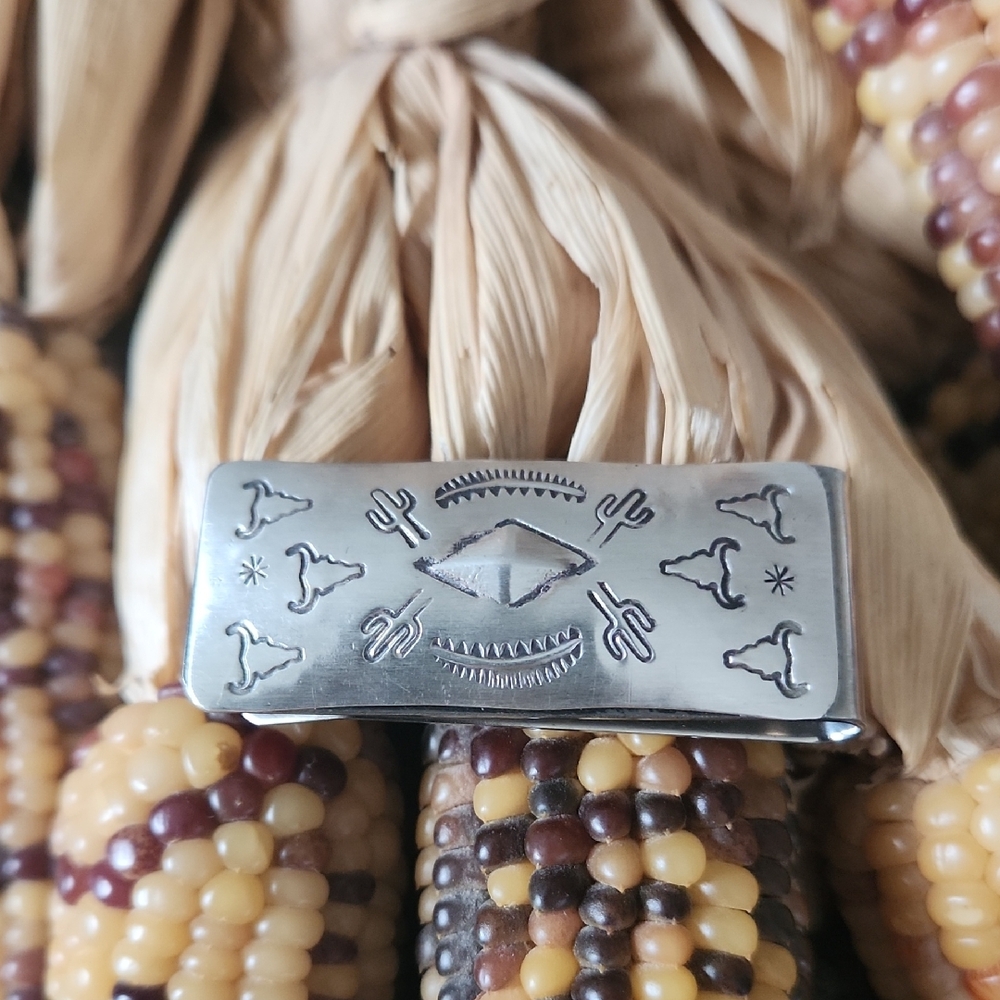 Cool Native American Navajo Hand Stamped Money Clip 🩶🌵🐂💰